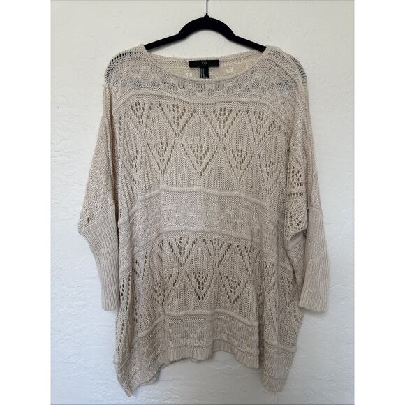 XX1 Sweaters - Oversized Drop Shoulder Cream beige Sweater Size Medium loose knit boho